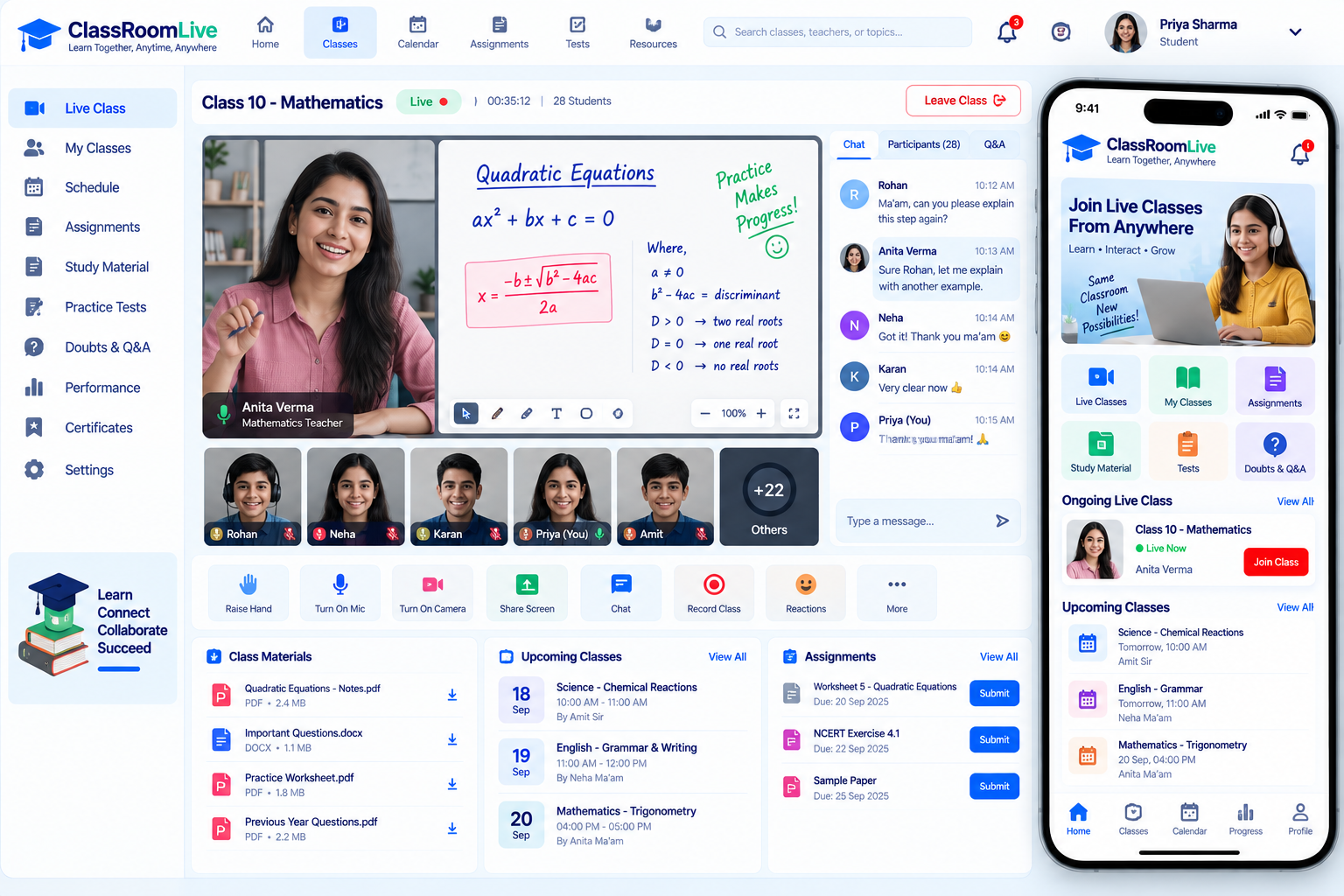 Education Virtual Classroom: Virtual classroom interface illustration