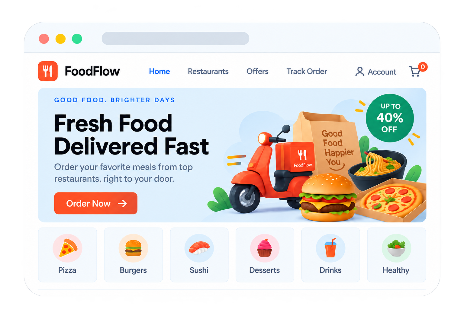 QuickBite Logistics: Smart delivery system interface illustration
