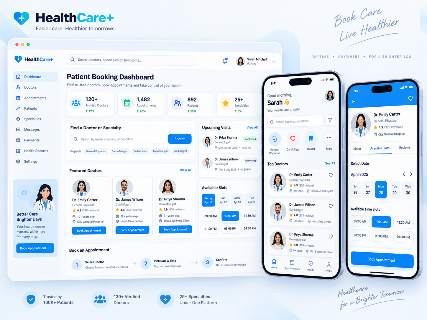 Healthcare Patient Booking: Patient booking interface illustration