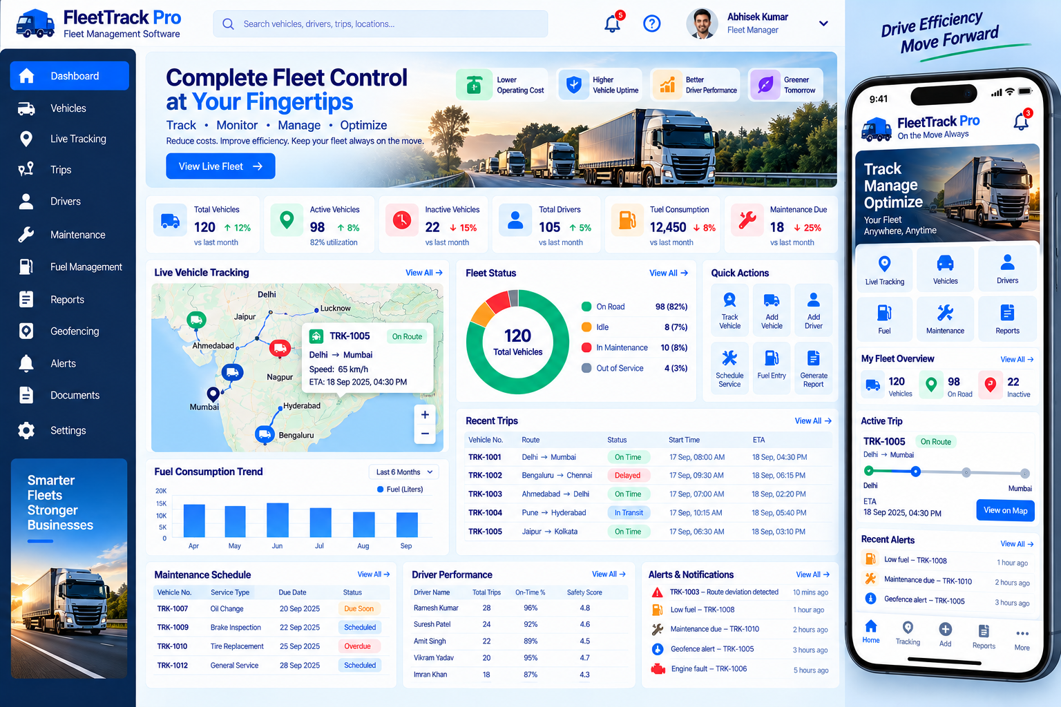 Logistic Fleet Management: Fleet control interface illustration