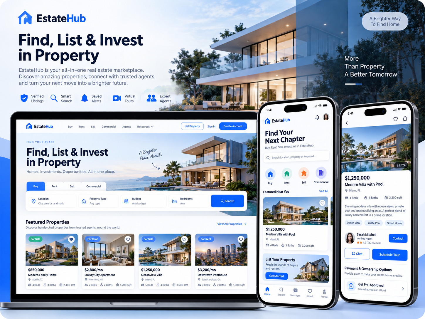 Real Estate Marketplace App: Property marketplace interface illustration