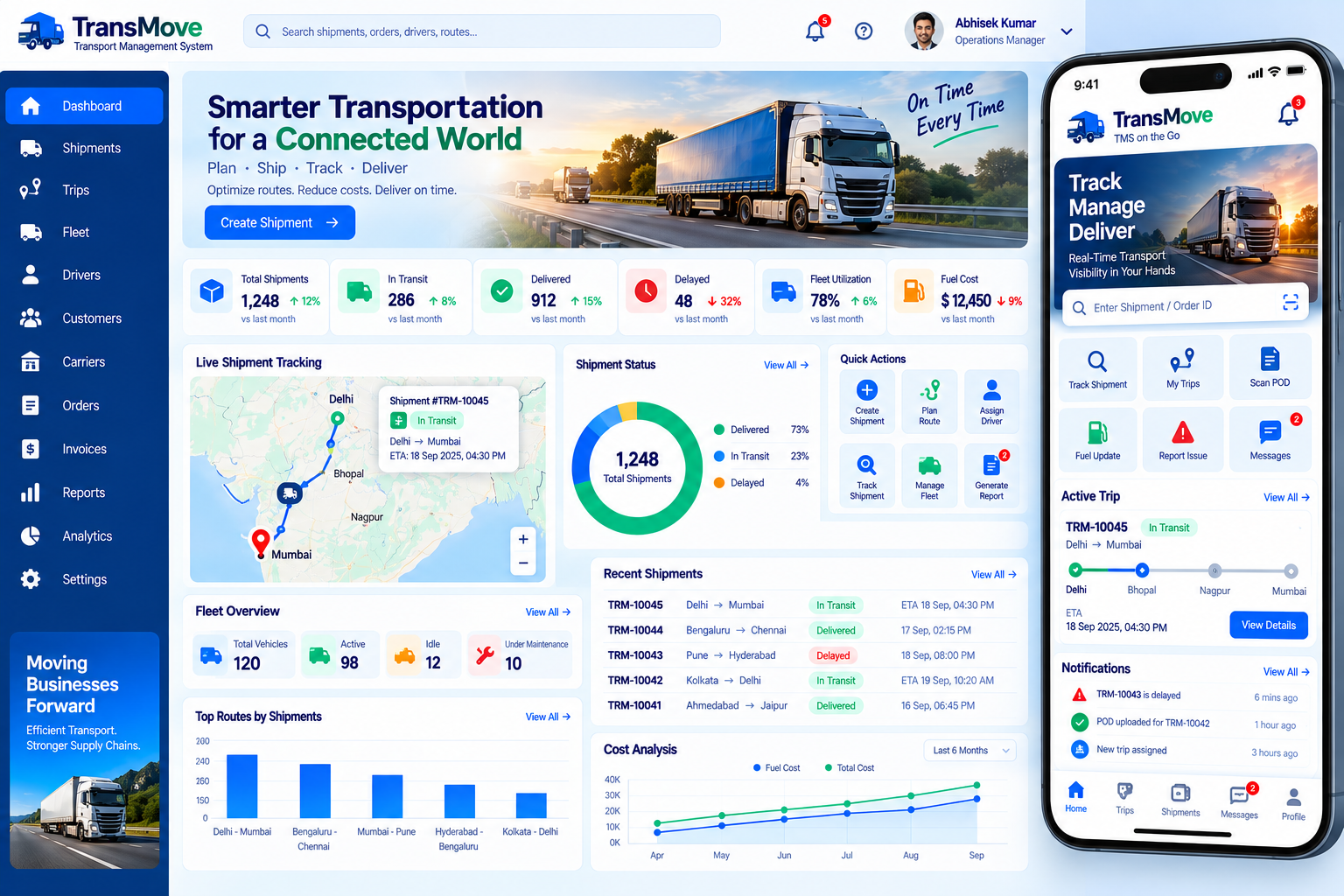 Supply Chain Transport Management System: Transport planning interface illustration