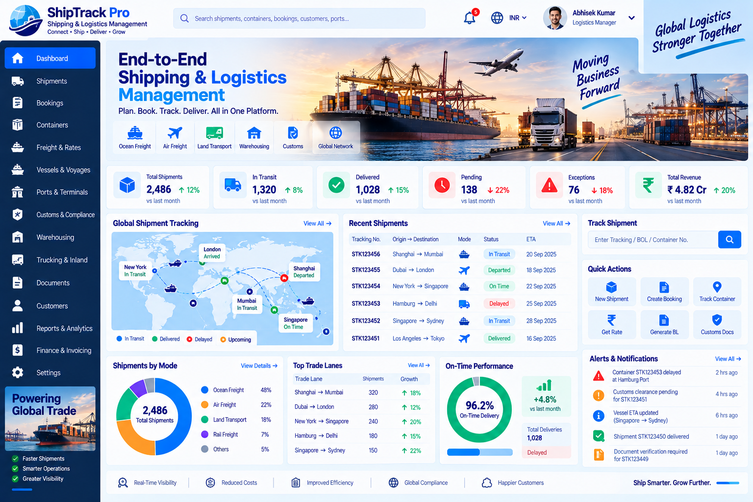 Logistic Shipping Management: Shipment tracking interface illustration